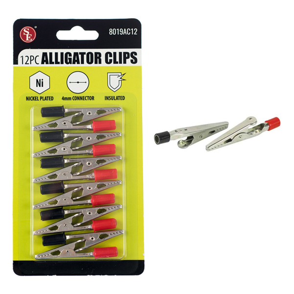 12 Pc Alligator Clips Set Red and Black Grips - Click Image to Close